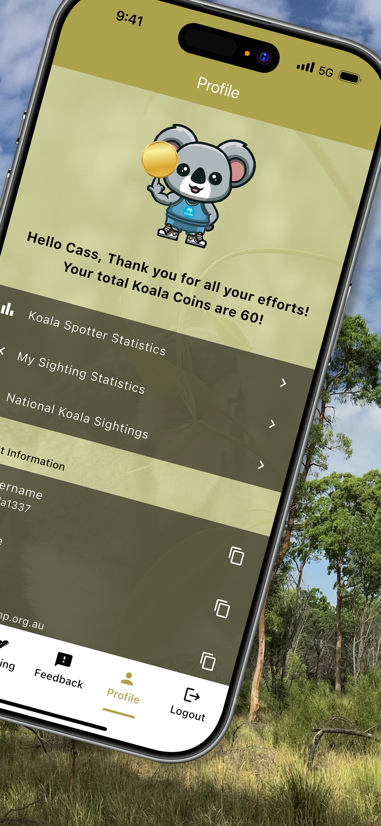 Koala Spotter App Screenshot